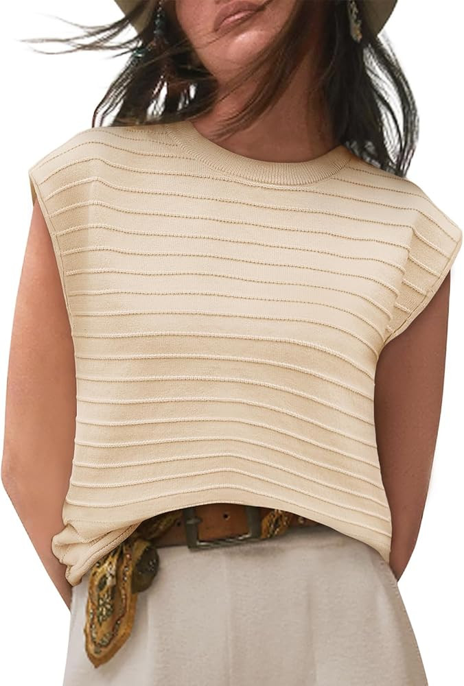 BZB Womens Cap Sleeve Sweater Tops Casual Sleeveless Shirt Knit Pullover Tanks 2024 Trendy Sweate... | Amazon (US)