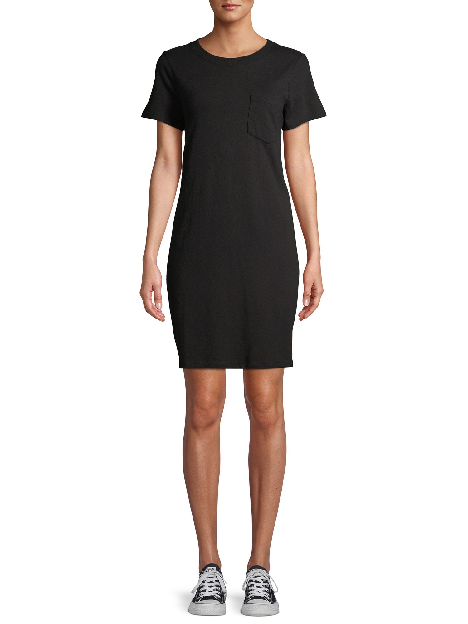 Time and Tru Women's T-Shirt Dress with Chest Pocket | Walmart (US)