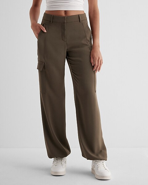 High Waisted Convertible Hem Cargo Trouser Pant | Express
