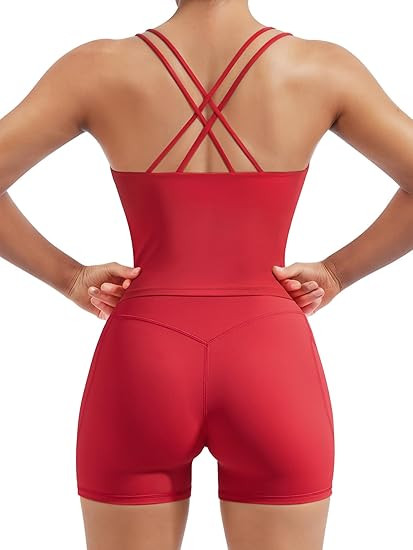 SUUKSESS Women 2 Piece Workout Sets Padded Low Impact Yoga Tops High Waisted Biker Shorts with Po... | Amazon (US)