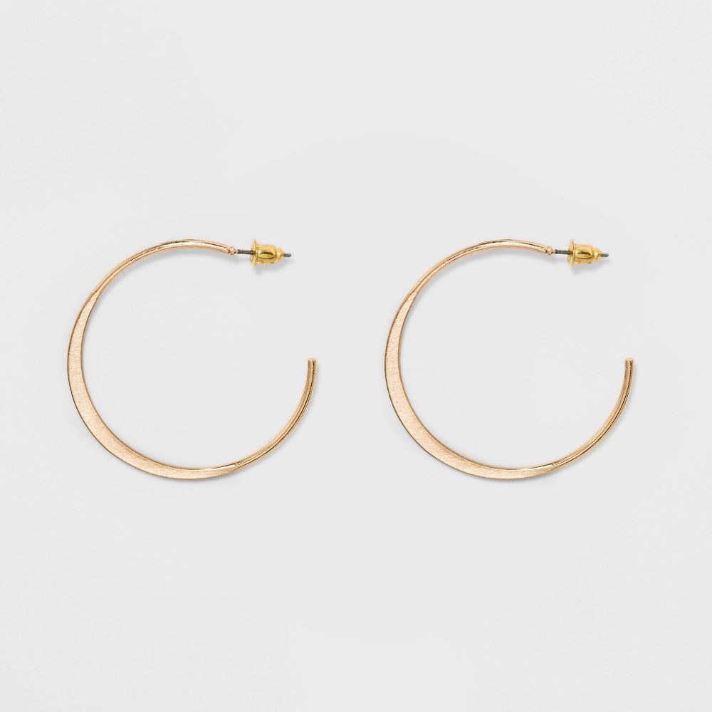 Open Hoop with Flat Casting Earrings - Universal Thread Gold | Target