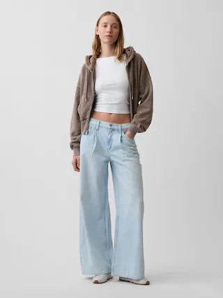Mid Rise UltraSoft Pleated Baggy Jeans | Gap (US)