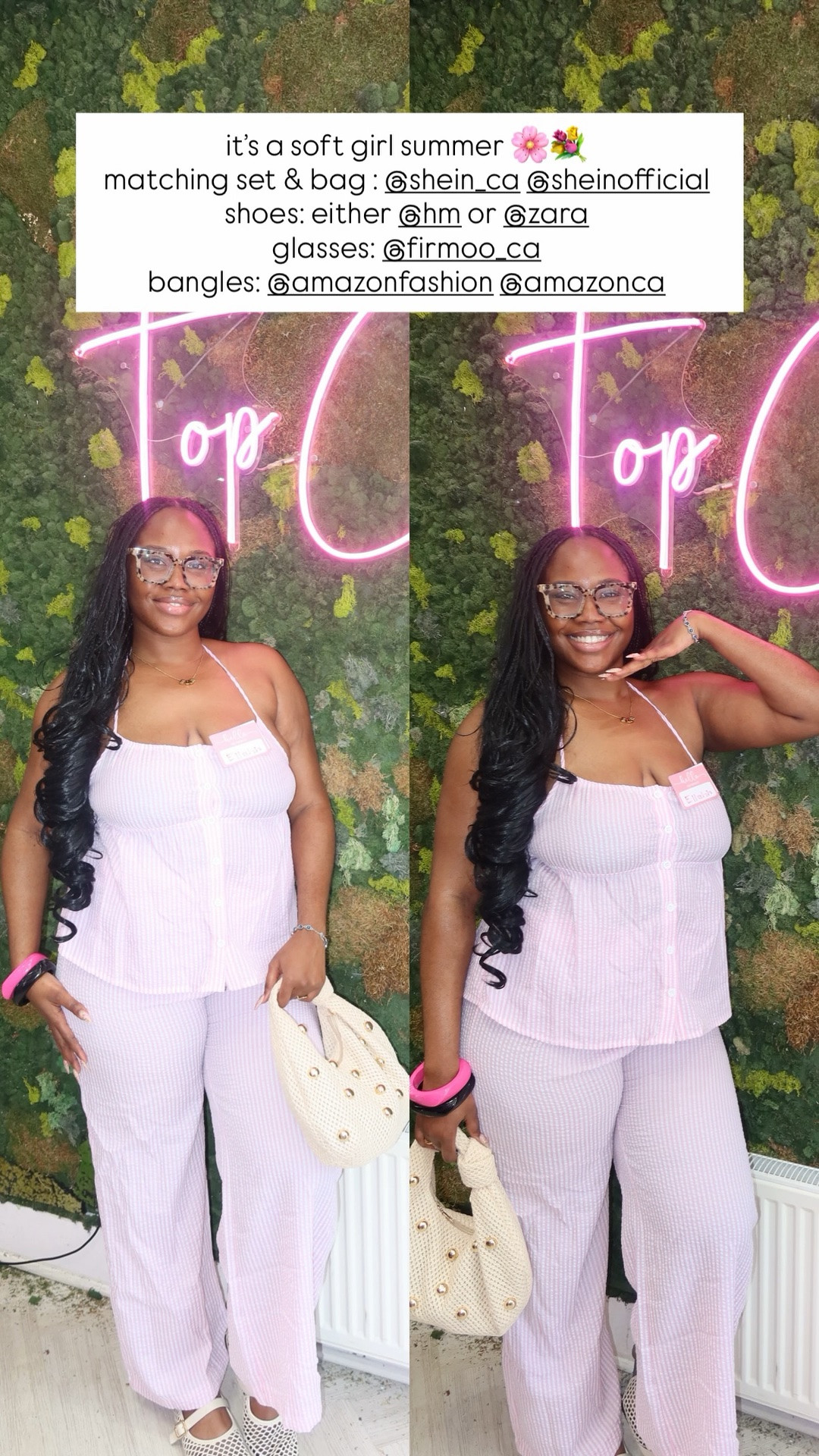 it’s a soft girl summer 🌸💐
matching set & bag : @shein_ca @sheinofficial 
shoes: either @hm or @zara 
glasses: @firmoo_ca 
bangles: @amazonfashion @amazonca