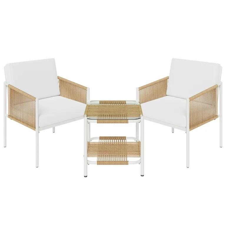 Walsunny 3 Piece Patio Furniture Wicker Set, Outdoor Patio Furniture Rattan Chair Conversation Se... | Walmart (US)