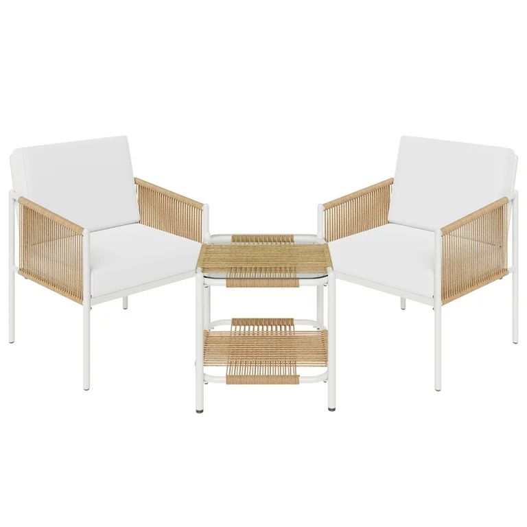 Walsunny 3 Piece Patio Furniture Wicker Set, Outdoor Patio Furniture Rattan Chair Conversation Se... | Walmart (US)
