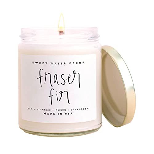 Sweet Water Decor Fraser Fir Candle | Evergreen, Cedar, Winter Holiday Scented Soy Candles for Ho... | Amazon (US)