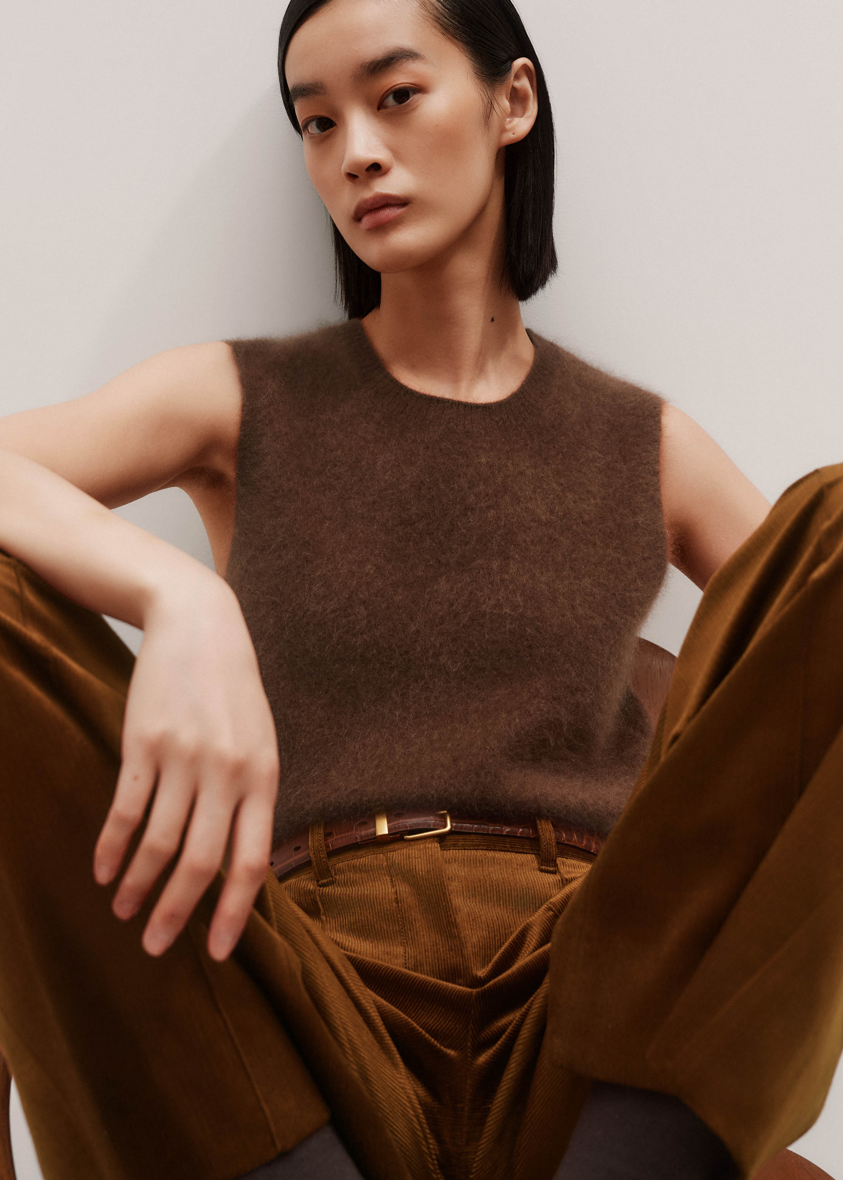 Straight Sweater Vest Brushed Cashmere | ME+EM US