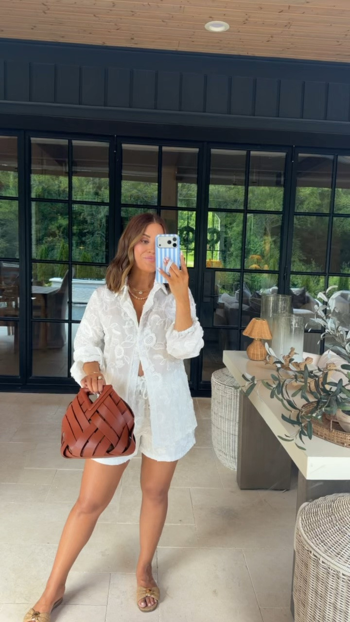 Summer outfit inspo || wearing a small in white floral set from Amazon- feels so high quality and has such pretty detail! Accessories linked as well! Currently 25 weeks pregnant- I can’t button it fully or it would be too tight, so I just did one button and kept the rest open for this look! 

Women’s summer outfit || summer maternity outfits || bump friendly summer || mom outfits || women’s fashion || summer ootd

#LTKootd #LTKSeasonal #LTKBump