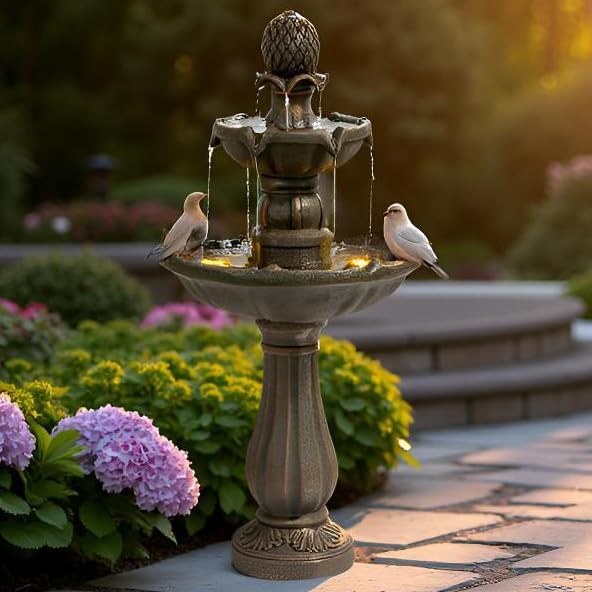 3 Tiered Outdoor/Indoor Water Fountains –42.2 in. Tall, Like Stone Bird Bath for Outside, Elega... | Amazon (US)