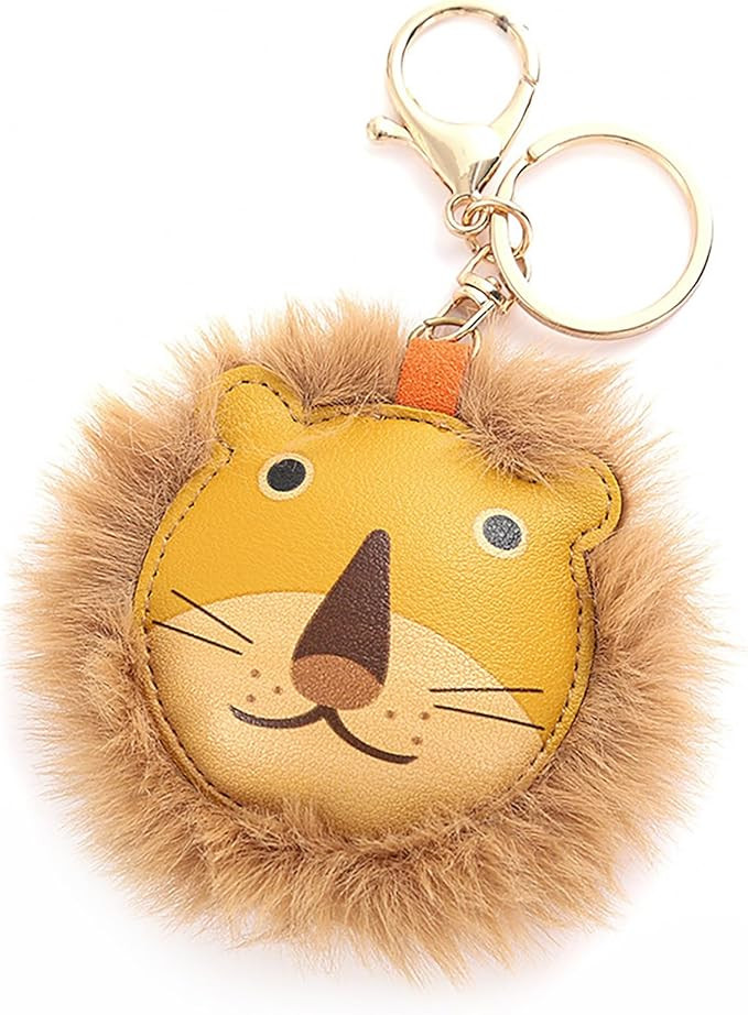 Lion Leather Keychain Bag Charm, Cute Leo Purse Charm Accessories for Backpack Handbag Gift for W... | Amazon (US)