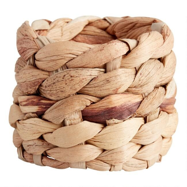Natural Water Hyacinth Braided Napkin Rings 2 Pack | World Market