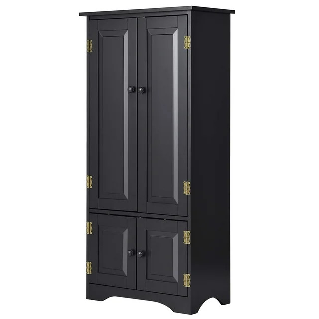 Costway Accent Storage Cabinet Adjustable Shelves Antique 2 Door Floor Cabinet Black | Walmart (US)