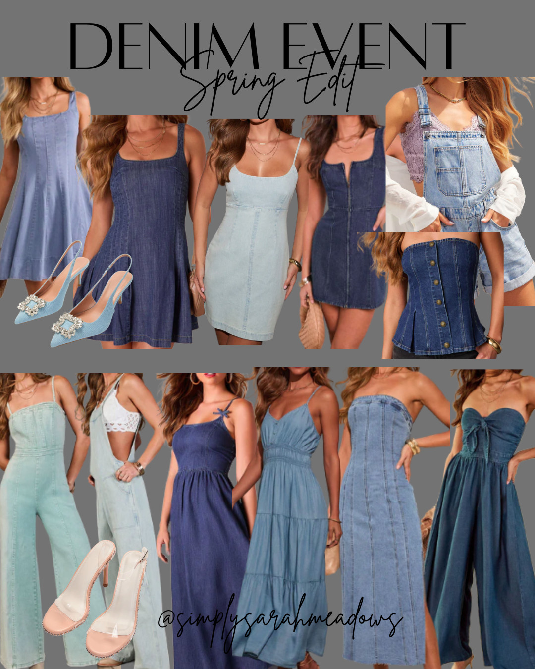 Denim event = my love language! From flirty mini dresses to chic midi styles and the cutest jumpsuits, these pieces are so flattering and perfect for spring events, brunch, or date night. Easy to dress up with heels or keep it casual with sandals - you can't go wrong with denim! Use code DENIM40 for 40% off. #LTKStyle #LTKSpring #DenimEvent #DenimDress #SpringOutftis #BrunchStyle #DateNightLook #StyleInspo #TrendingNow #LTKUnder100 #WardrobeStaples #MomStyle #CountryConcert  

 #LTKSeasonal #LTKOver40 #LTKSaleAlert