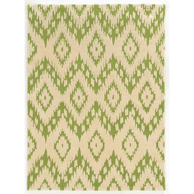 5'x7' Trio Collection Geo Ikat Spring Area Rug Green/Ivory - Linon | Target