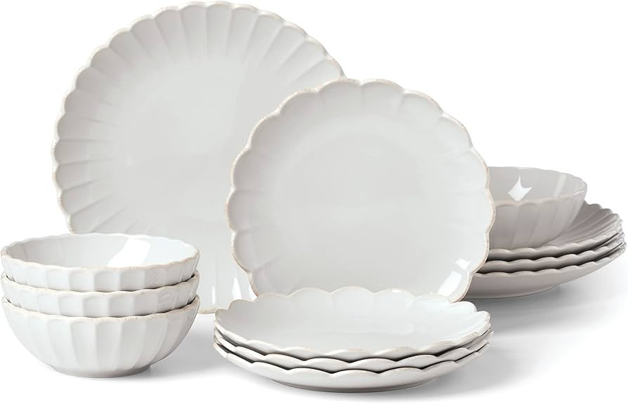Lenox French Perle Scallop 12-Piece Dinnerware Set, 17.70 LB, White | Amazon (US)