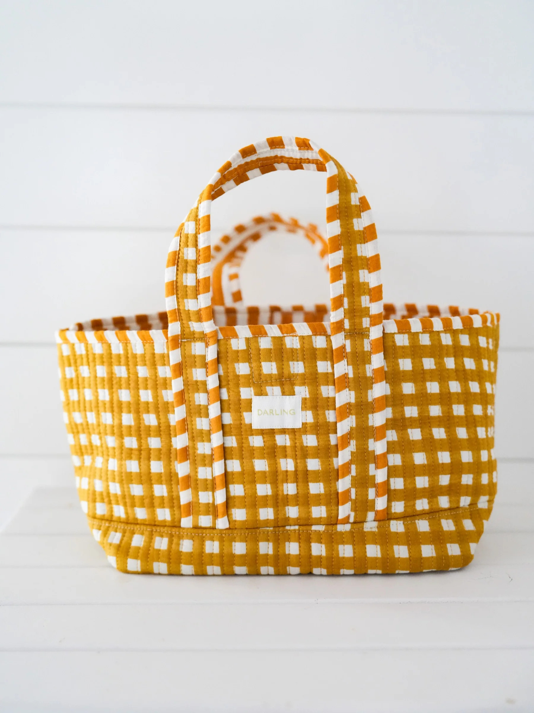 Olivia Tote - Honey Check | Darling Loungewear
