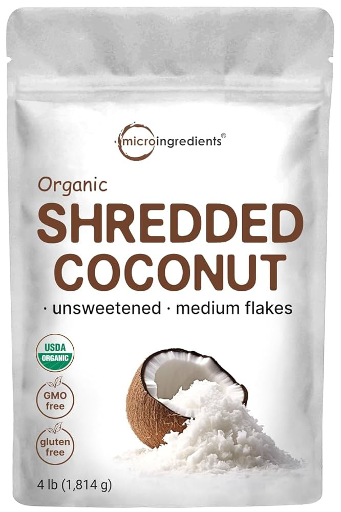 Organic Shredded Coconut Flakes, 4lbs | Raw Unsweetened Flavor, Medium Sized | Great for Baking, ... | Amazon (US)