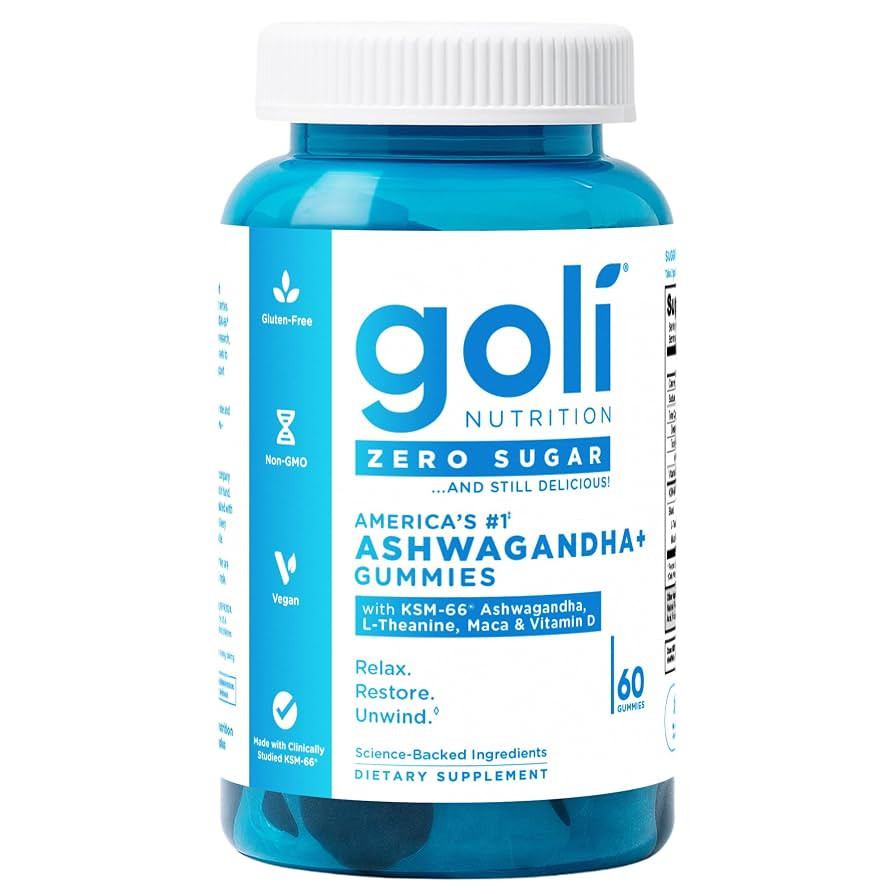 Goli Zero Sugar Ashwagandha & Vitamin D, Maca, L-Theanine Gummies, No Artificial Sweeteners, No S... | Amazon (US)