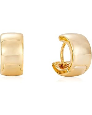 Kenivira Pearl Hoop Earrings for Women | 18K Gold Huggie Earrings | Lightweight Chunky Hoops for ... | Amazon (US)