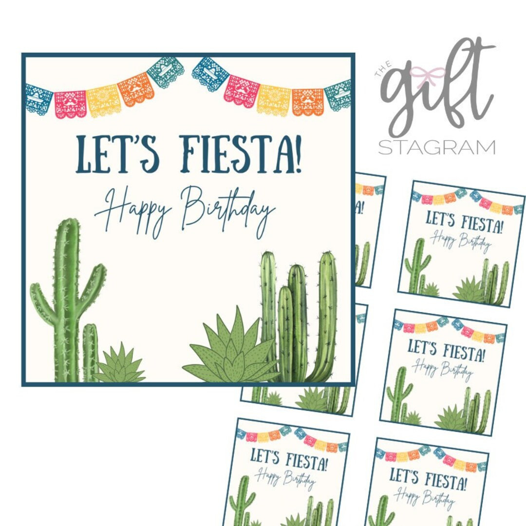 Let's Fiesta Happy Birthday Gift Tag | DIGITAL DOWNLOAD |  Birthday Gift Tag | Birthday Gift Idea... | Etsy (US)