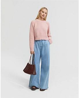 David Jones OXFORD Mei Alpaca Blend Soft Knit Top in Pink, Size 10 AU | David Jones (Australia & New Zealand)