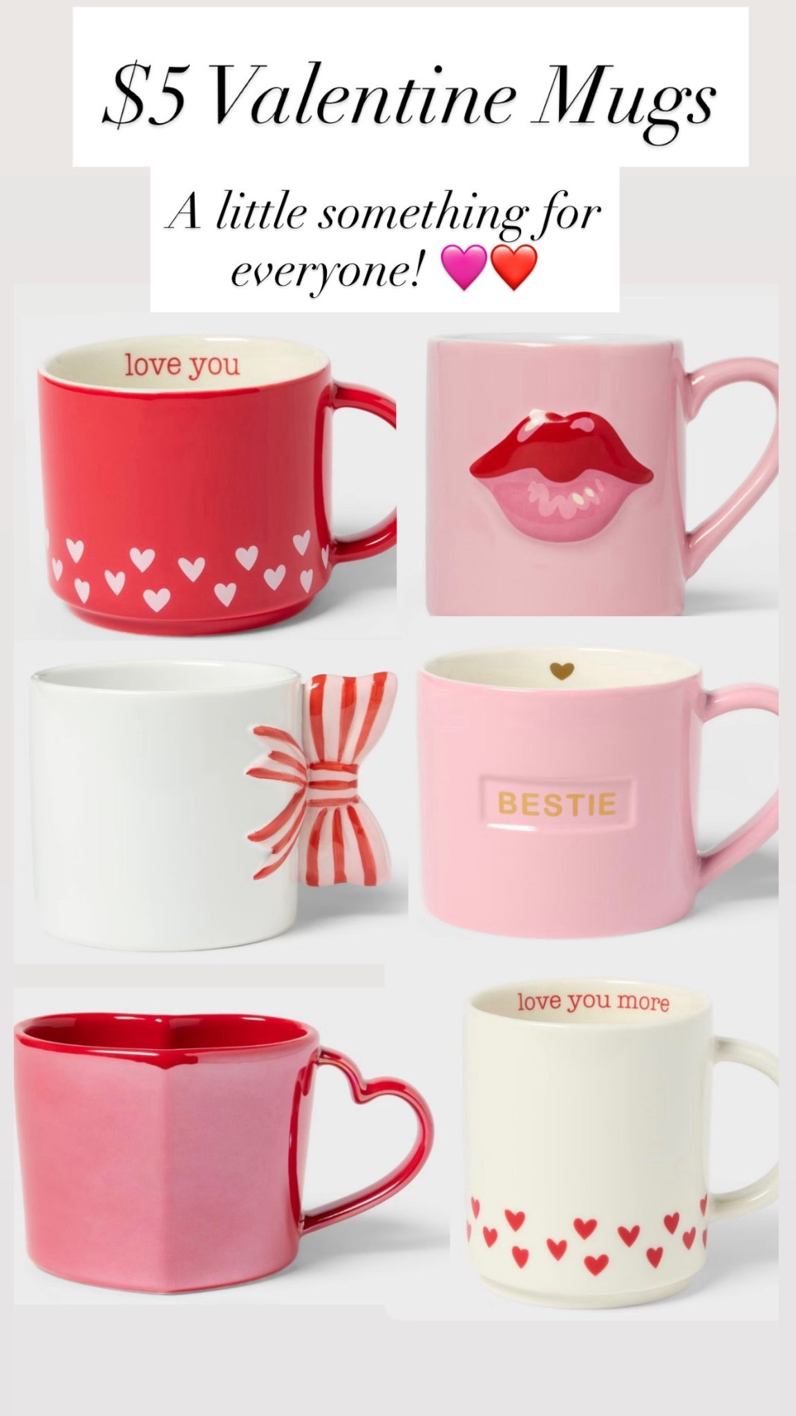 Cute valentine mugs for five dollars

#LTKValentine