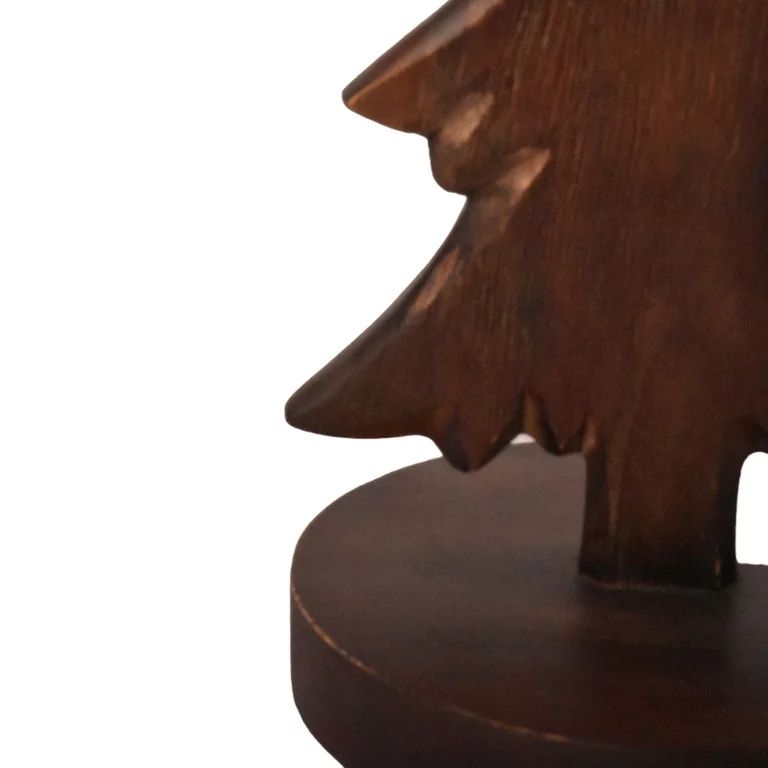 Wood Tree Christmas Tabletop Decoration in Dark Finish, 14 in, by Holiday Time - Walmart.com | Walmart (US)