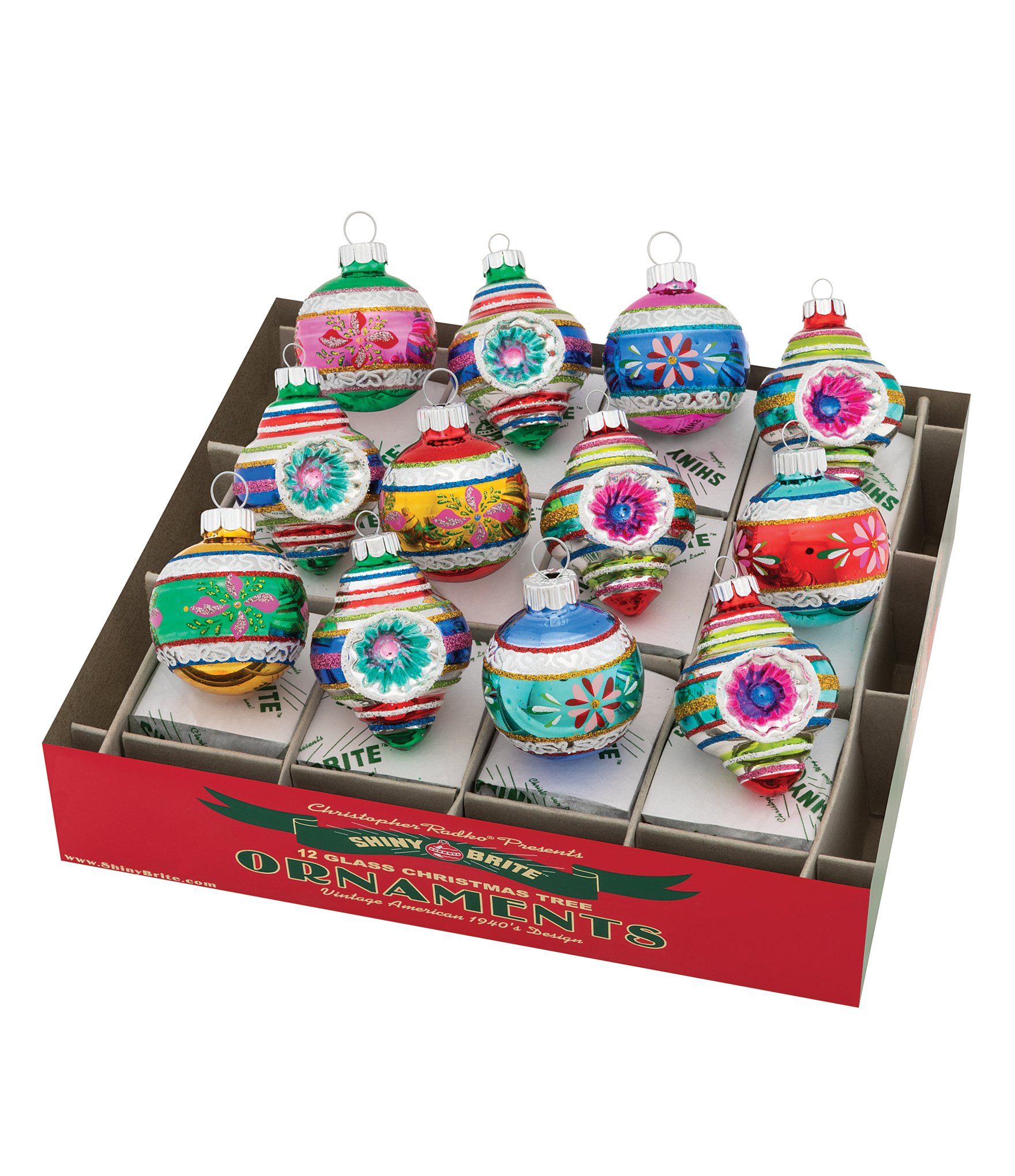 Shiny Brite Christmas Confetti Decorated Shapes & Rounds 12-Piece Ornament Set | Dillards