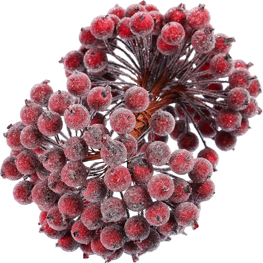 Tatuo 400 Pieces Artificial Berry Stems Frosted Holly 12 mm Fake Simulation Mini Berry Flower Fru... | Amazon (US)