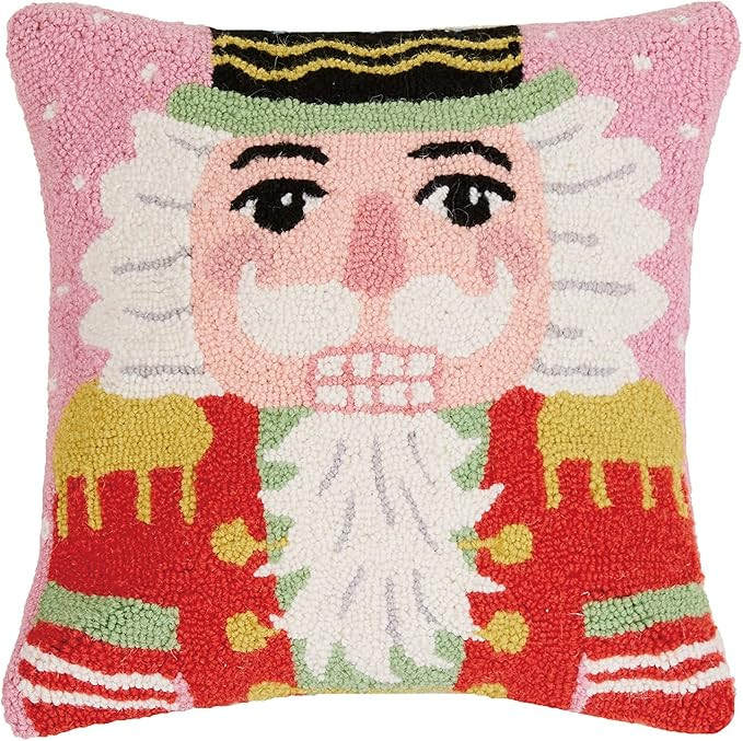 Peking Handicraft Nutcracker Christmas Polyfill Hook Throw Pillow, 16-inch Square, Wool and Velve... | Amazon (US)