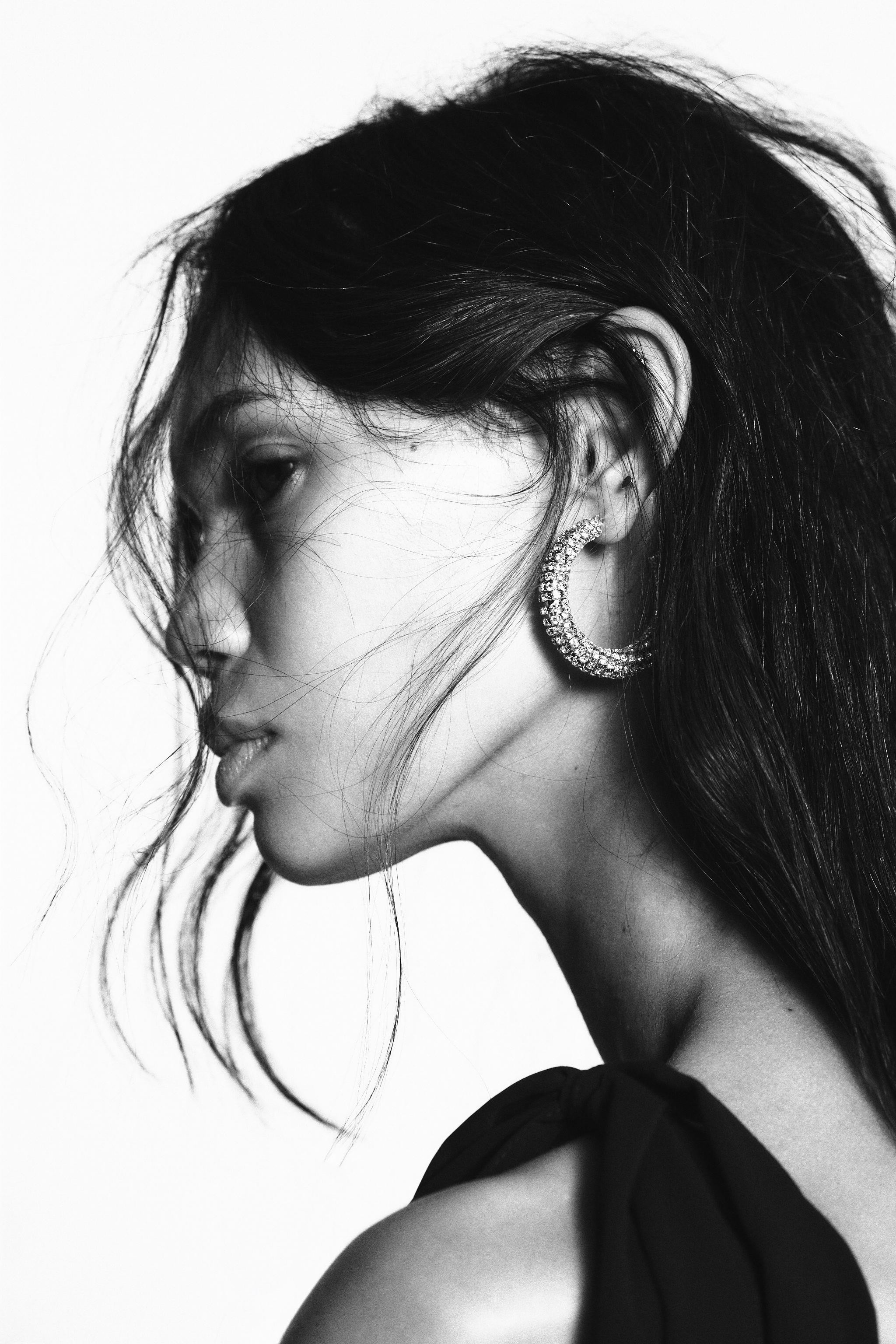 RHINESTONE HOOP EARRINGS | Zara UK