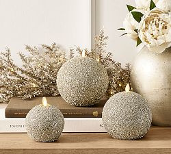 Premium Flickering Flameless Glitter Ornament Candle | Pottery Barn (US)