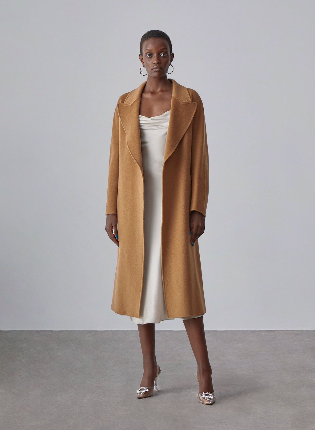 Emery Tailored Draped Wool Coat | Silk Maison