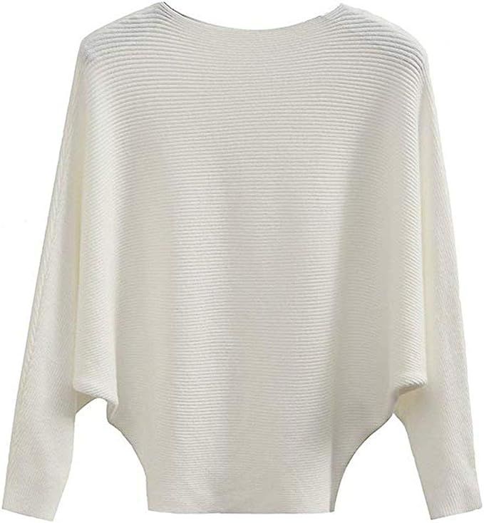 EDSTAR Women Dolman Batwing Sleeves Knitted Sweaters Winter Boat Neck Pullovers Tops | Amazon (US)