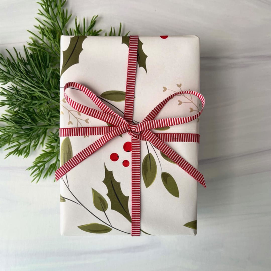 1/4" x 15 feet Vertical Stripe Holiday Ribbon | Minted