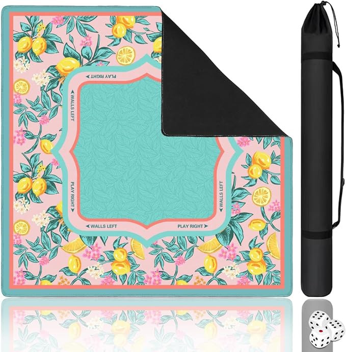 Blue Mahjong Mat for Table, 31.5 * 31.5in Anti Slip Lemon American Mahjong Table Cloth, Noise Red... | Amazon (US)