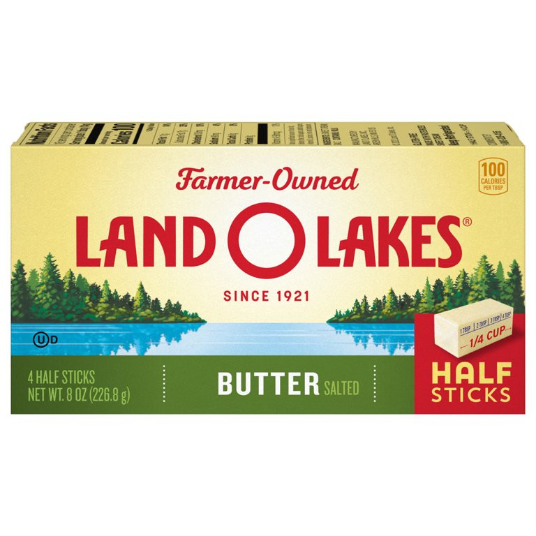Land O Lakes Salted Butter in Half Sticks, 4 Half Sticks, 8 oz Pack | Walmart (US)