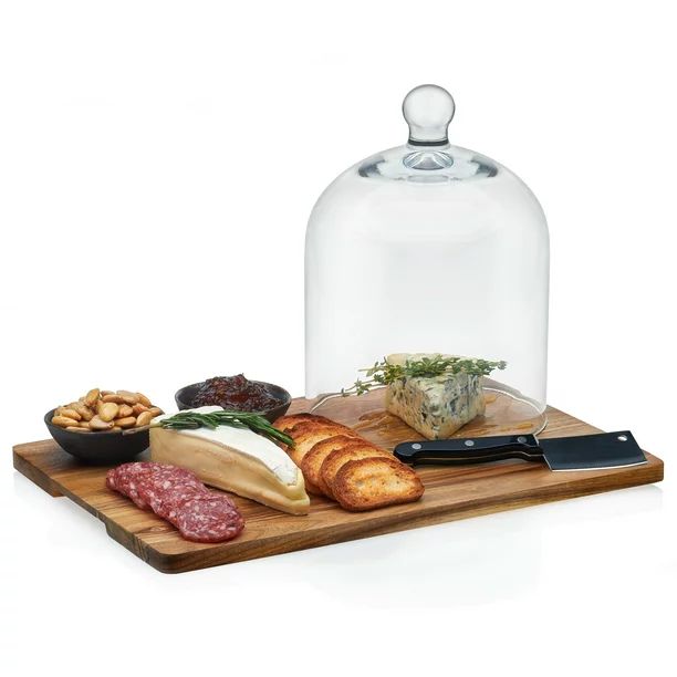 Libbey Acaciawood 4-Piece Cheese Board Serving Set with Glass Dome - Walmart.com | Walmart (US)