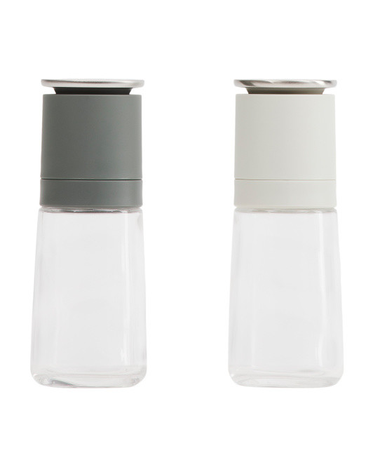 Stainless Steel 2pc Duo No Spill Salt And Pepper Grinder Set | TJ Maxx