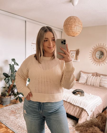 Old Navy spring sweater 30% off! Love the open knit! Not itchy at all and fits TTS, I’m wearing a large

Midsize spring outfits, neutral style, affordable fashion 

#LTKmidsize #LTKSeasonal #LTKsalealert