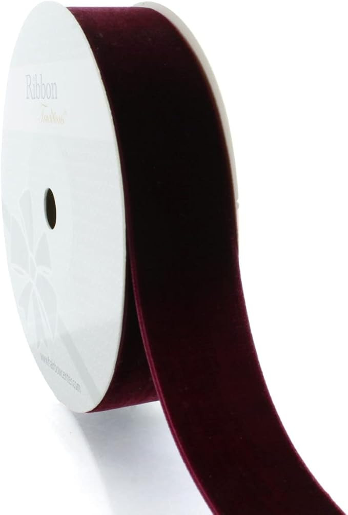 1" Velvet Ribbon Burgundy 25 Yards HairBow Center | Amazon (US)