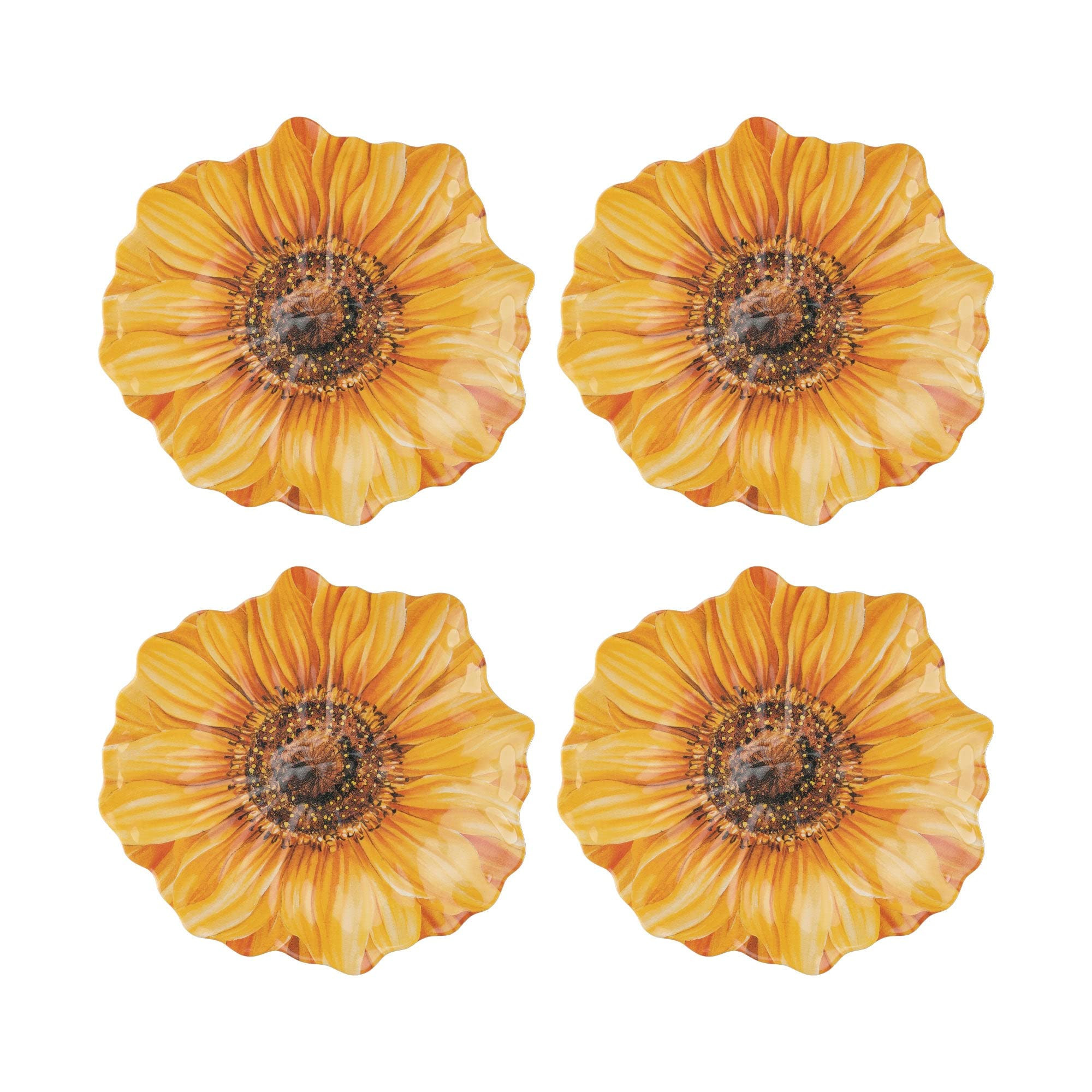 UPware Sunflower Melamine Dessert Plates, Floral-Shaped Small Serving Plates, for Appetizer, Snac... | Amazon (US)