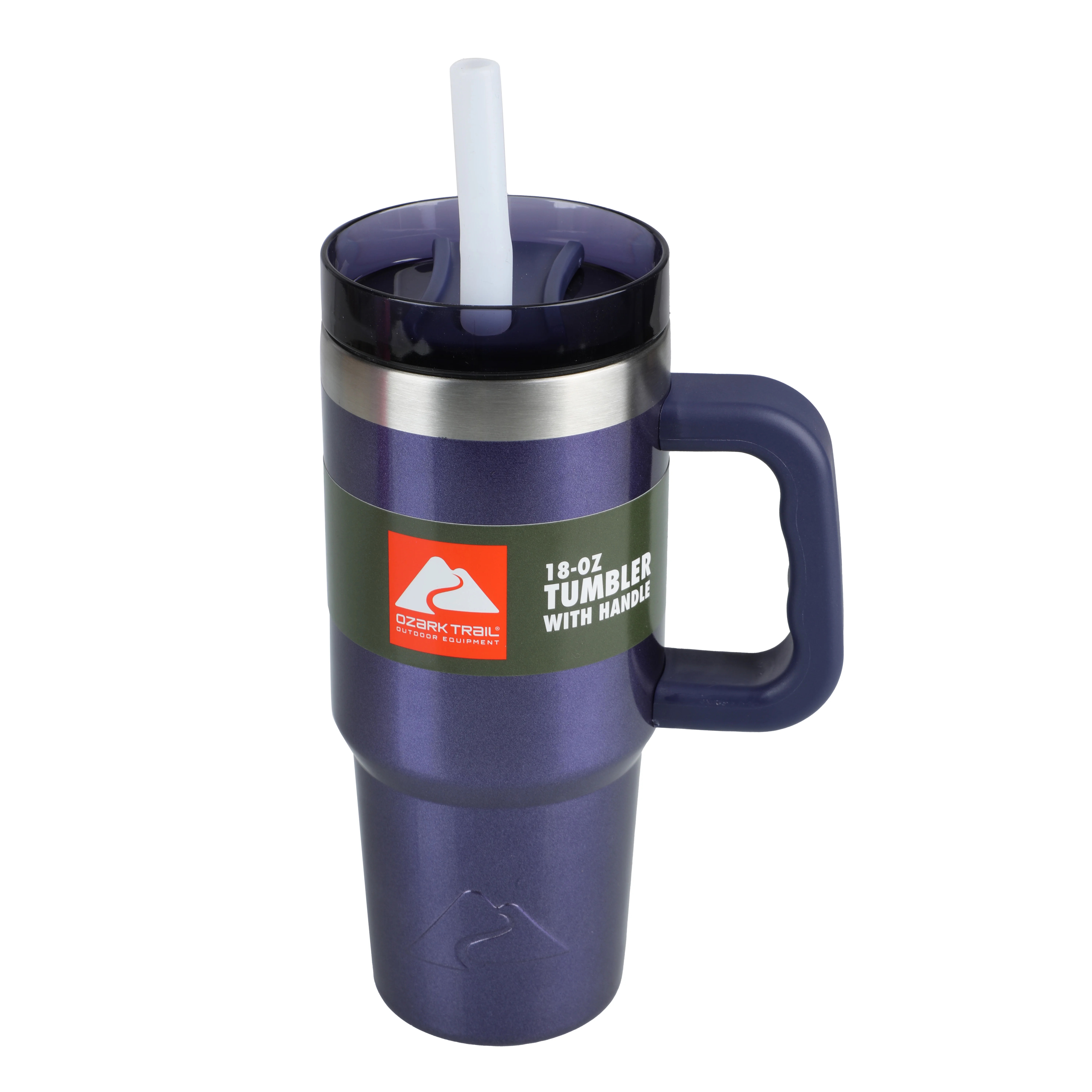 Ozark Trail 18 oz Vacuum-Insulated Stainless-Steel Tumbler with Handle, Skipper Blue | Walmart (US)