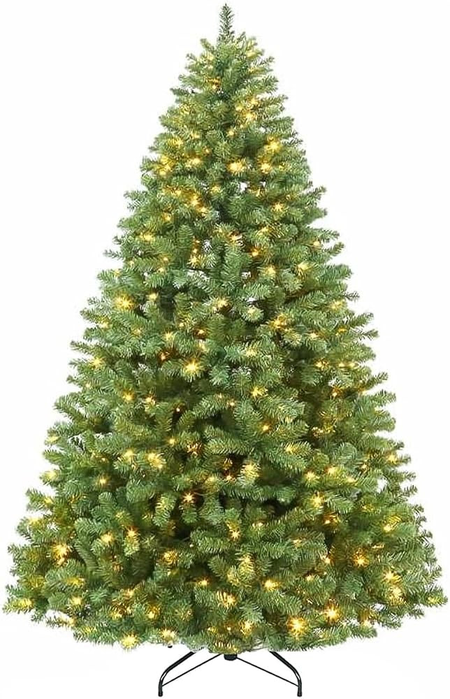 Hykolity 6.5 ft Prelit Artificial Christmas Tree, 400 Warm White Lights, 1100 Branch Tips, Metal ... | Amazon (US)