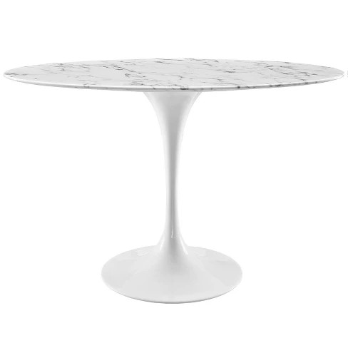 Lippa 48" Oval Artificial Marble Dining Table White - Modway | Target