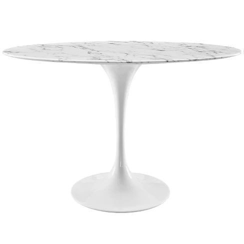 Lippa 48" Oval Artificial Marble Dining Table White - Modway | Target