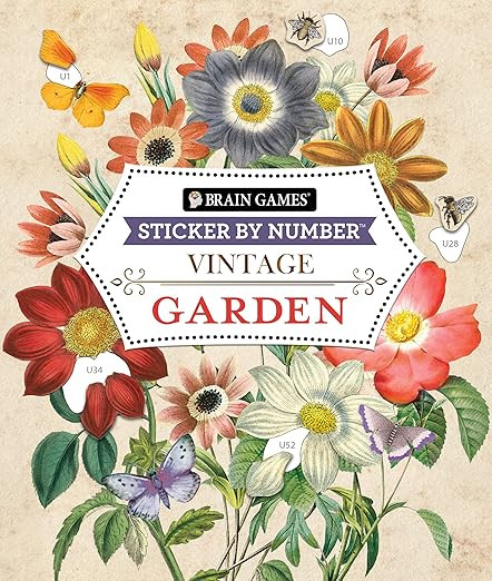 Brain Games - Sticker by Number - Vintage: Garden (28 Images to Sticker)      Paperback – Janua... | Amazon (US)