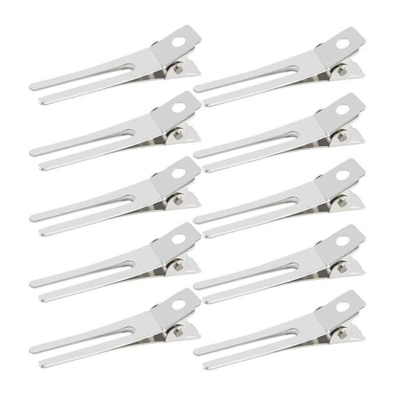 50pcs Hairdressing Double Prong Curl Clips, Wobe 1.8" Curl Setting Section Hair Clips Metal Allig... | Amazon (US)