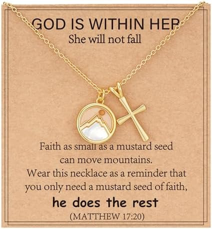 Mustard Seed Cross Necklace for Teen Girls Women Moving Mountains Faith Easter Christian Religiou... | Amazon (US)
