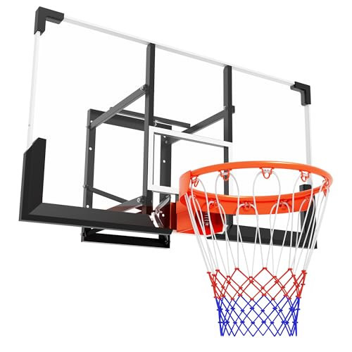 48'' Wall Mounted Basketball Hoop with Shatterproof Backboard, Basketball Portable Hoop & Goal, Indoor & Outdoor with Adjustable Height, Classic Basketball Court, Teens, Adults, Schools, Parks, Garage | Amazon (US)